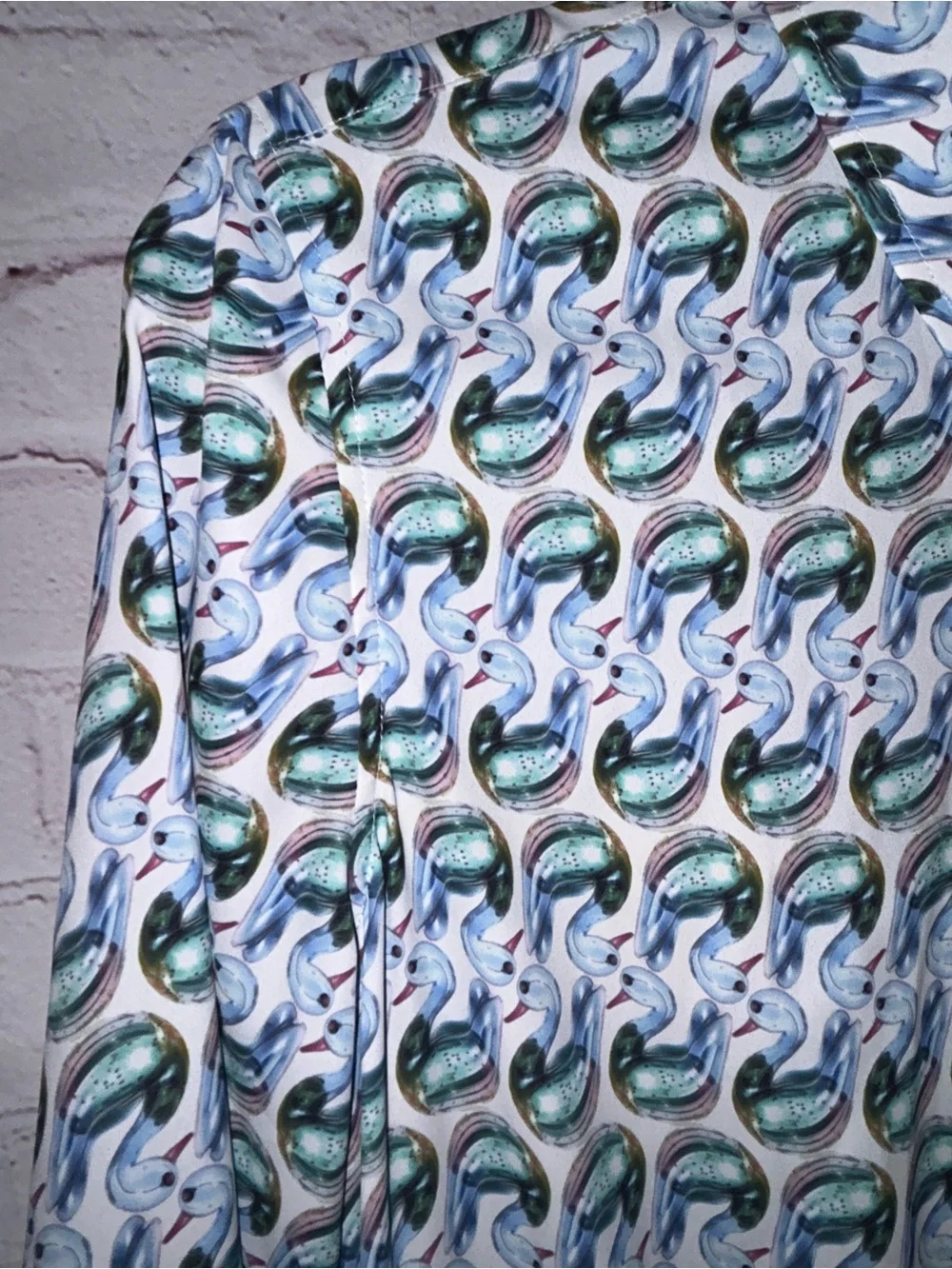 Tory Burch Printed Twill Dress Blue Lucky Duck size 8 NWT - Picture 3 of 16